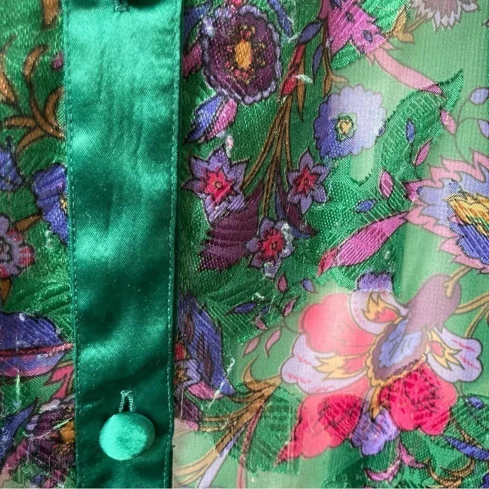 Victoria’s Secret | Vintage Gold Label Sheer Green Floral Maximalist Sleep Top - Picture 6 of 9